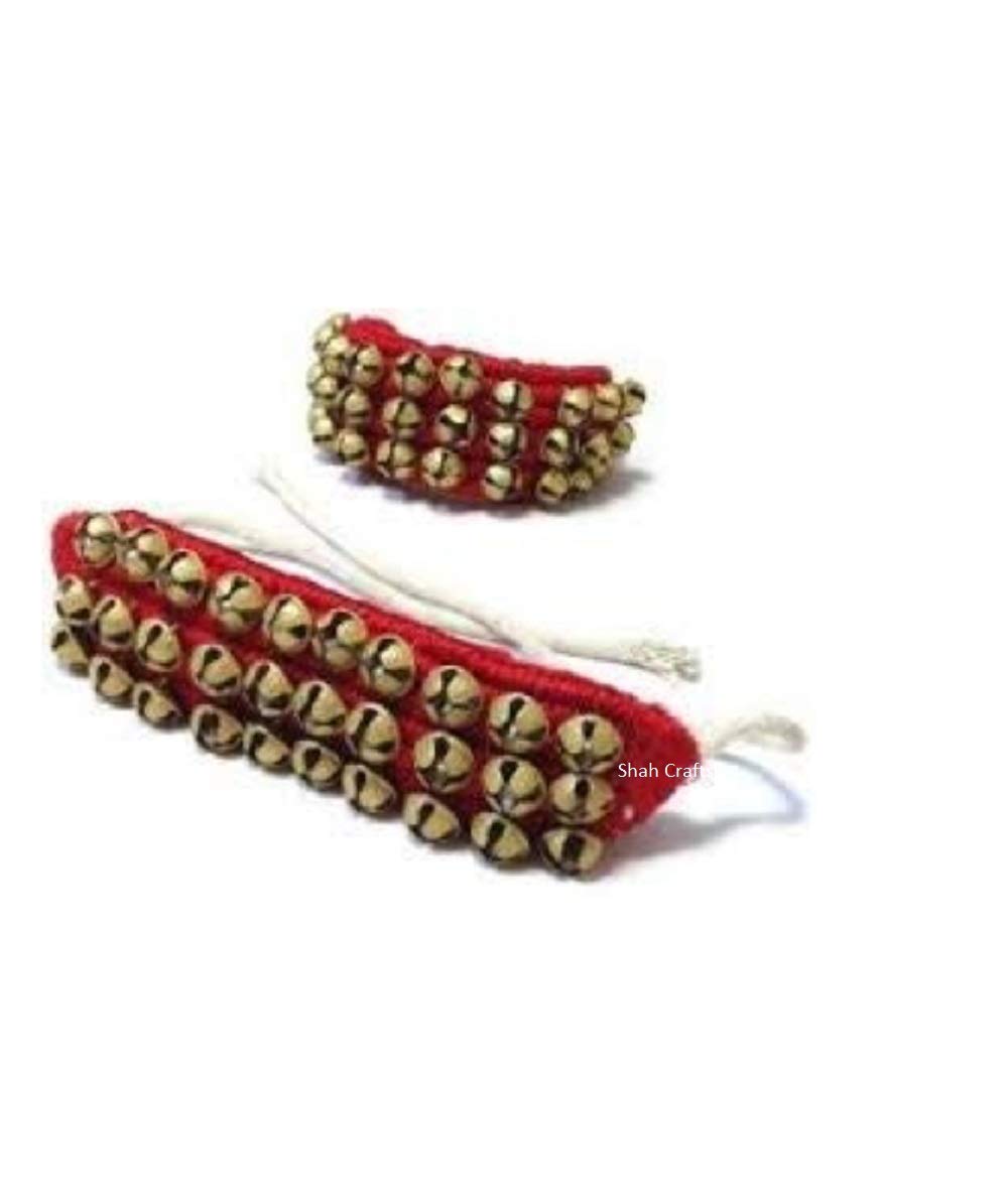 Shah Crafts Kathak Ghungroo Bell Dancing Bells (30+30) Ankle Pair Tied with Red Velvet Pad Indian Classical Kathak Dancers Musical Instrument