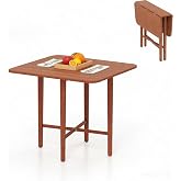 Tangkula 36" Foldable Square Dining Table, Wooden Kitchen Table for 2-4 | Solid Rubber Wood Legs, Dual Drop Leaf Design, Farmhouse Diner Table for Dining Room, Living Room,Restaurant &amp; Apartment