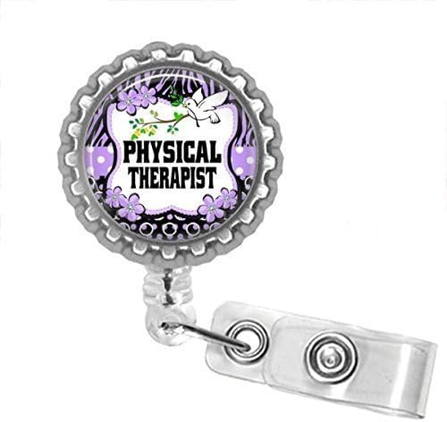 Physical Therapist Bottle Cap Retractable Badge ID Holder