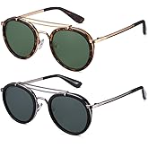2020 VentiVenti Vintage Steampunk Double Bridge Round Polarized Sunglasses Designer Metal Frame For Women Men