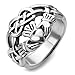 Sterling Silver Celtic Knot Infinity Symbol Irish Claddagh Friendship and Love 4 CM Wide Band Ring