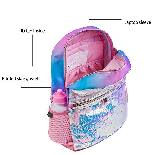 flip sequin backpack and lunchbox