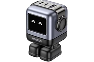 UGREEN Uno 65W USB C Charger, Nexode Robot GaN Fast Charger Block 3-Port, Compact Wall Charger Power Adapter for MacBook Pro/