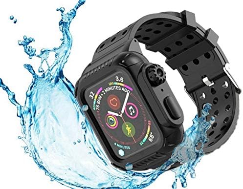 Full Body Protected Waterproof Case for Apple Watch Series 4 iwatch 40mm 44mm Full Sealed Shockproof Cover with 1 Strap Band Watchstrap for Apple Watch 4 iwatch IP68 (44mm)
