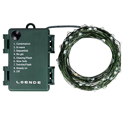 Christmas Lights Outdoor String Lights - LOENDE Fairy Lights Battery Operated String Lights 100 Led String Lights Green Copper Wire Light for Christmas Tree Wreath Garden, 33ft, Waterproof, Warm White