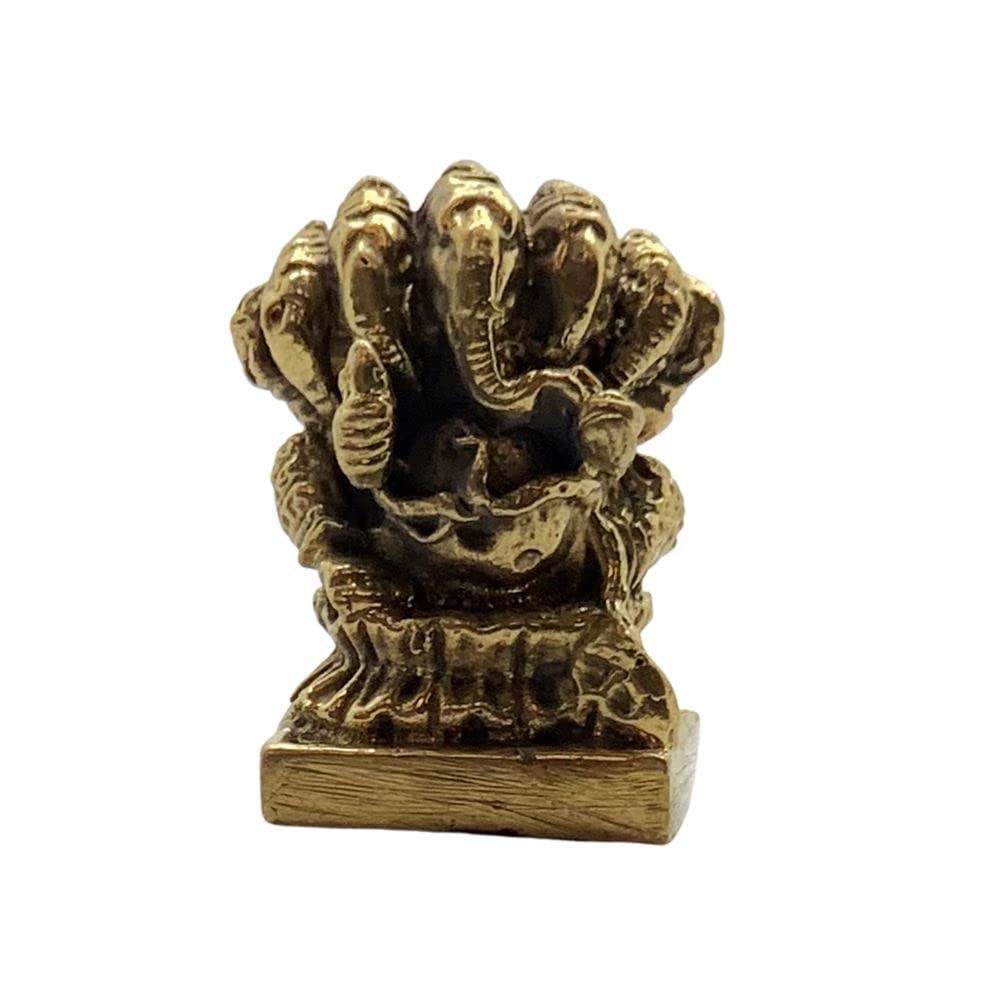 VIE Naturals Miniature Brass Figurines, Ganesh with Five Heads