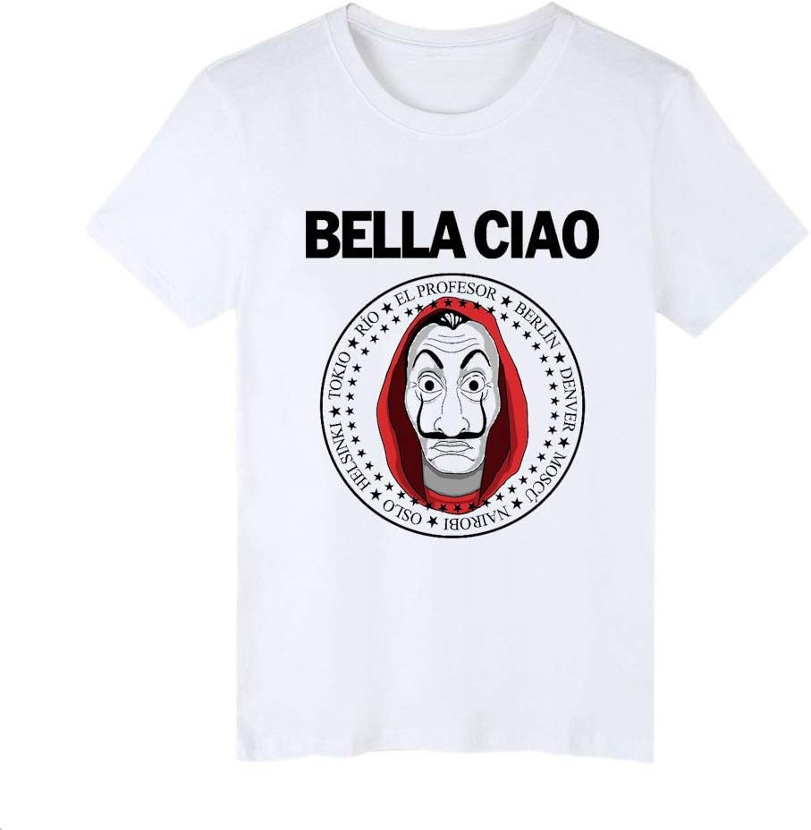 Unisex La Casa De Papel Money Heist Bella Ciao T-Shirt 3D Printed Top Tokyo Rio Professor Oslo Fashion Crew Neck Casual Short-Sleeved Top