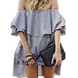 Comemall Women's Flouce Off-shoulder Strapless Ruffle Summer Beach Dress