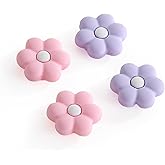 Thumb Grip Caps Compatible with Nintendo Switch, Cozy Daisy Jostick Caps for Nintendo Switch Lite/OLED, Floral Silicone Joycon Grips Cover Switch Accessories-4PCS Pastel Pink Purple Cozy Gaming