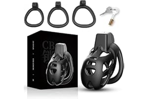 Male Chastity Cage Sex Toys Lightweight Penis Cage Chastity Device with 3 Sizes Rings and Invisible Lock, BDSM Bondage Restra