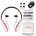 Bluetooth Headphones, Bluenin Stereo Neckband Wireless Headset Retractable Sport Earbuds with Mic for iPhone 7 iPhone 7 Plus (15 Hours Play Time, Noise-Cancelling, Bluetooth 4.1) (Rose Gold)