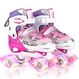 Otw-Cool Adjustable Roller Skates for Girls and Women, All 8 Wheels of Girl's Skates Shine, Safe and Fun Illuminating for Kids