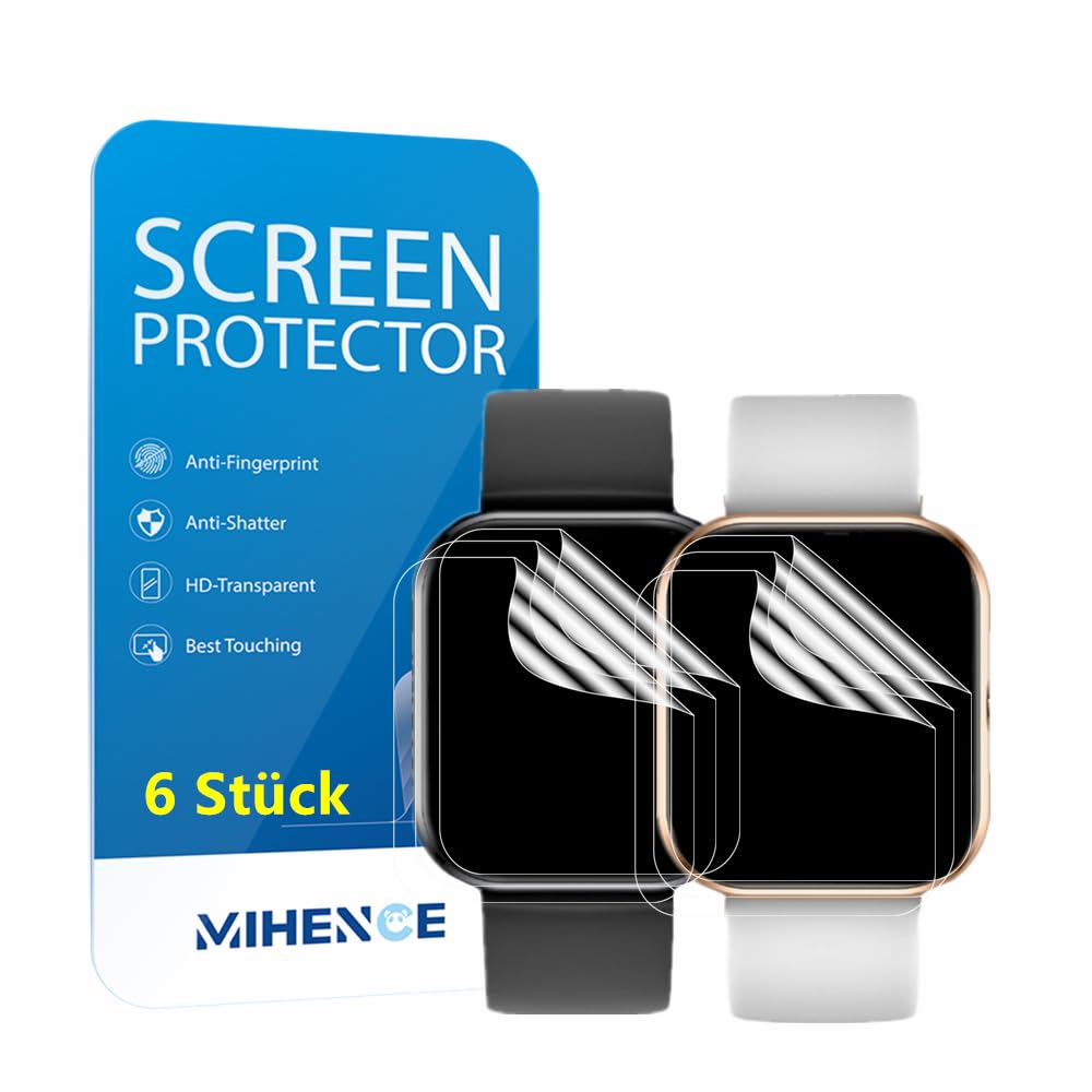 MIHENCE Screen Protector Compatible with Ice-Watch 1.85 Inch Smartwatch, TPU HD Screen Protector [Pack of 6]