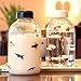 Fecihor Glass Water Bottle with Penguin Print -- Glass Beverage Bottles with Lids for Juicing or Beverage Storage Ideal Gift -600ml/21.2oz - Set of 1