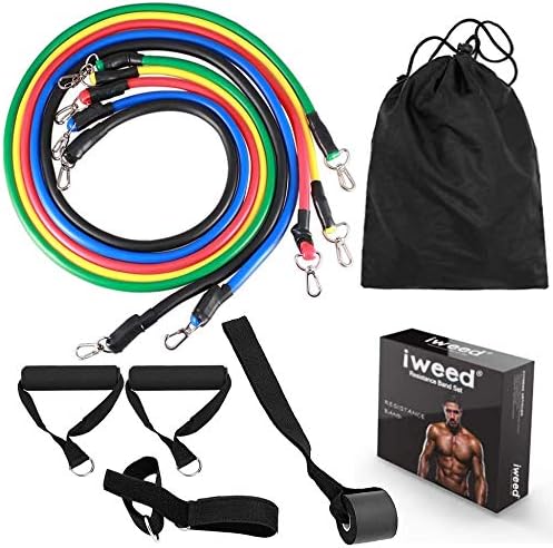 iweed Resistance Bands Set, Exercise Bands with Door Anchor, Handles, Waterproof Carry Bag, Legs Ankle Straps for Resistance Training, Physical Therapy, Home Workout Fitness Equipment