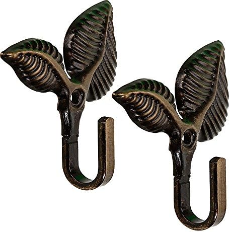 One Pair Retro Leaves Shape Pattern Metal Hooks Coat Hooks Wall Decorative Hook backs Red Copper (Green Bronze)