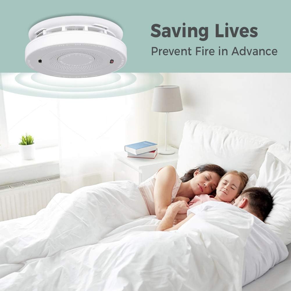 MOSUO Smoke Detector, 10-Year Lithium Battery Fire Alarm with Photoelectric Sensor, Easy to Install with Test Button, Compliant with UL 217 Standard (Not Hardwired) - - 