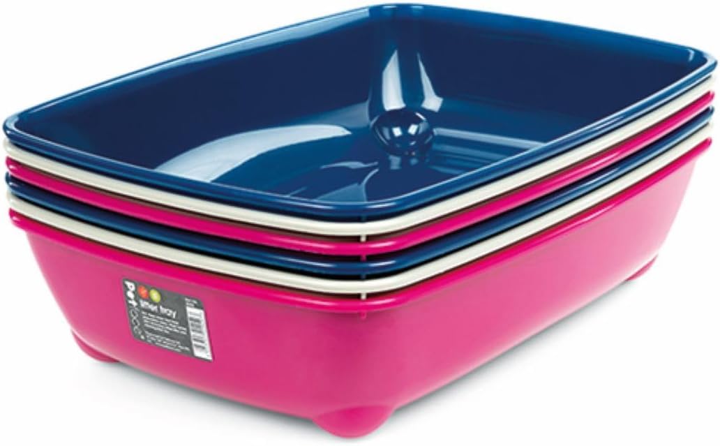 Petface Cat Litter Tray, 42 cm, Suitable for All Cats, Assorted Colour at Random (Pack of 1)