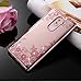 Honor 6X Case ,Opretty Slim Soft Gel Clear Bling Case Rose Gold Metal Plating Bumper Cover With 360 Rotating Ring Grip/Stand Holder/Kickstand For Honor 6X (Pink Flower)