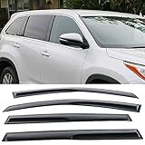 Window Visor Fits 2014-2017 Toyota Highlander | Mu Style Acrylic Smoke Tinted & Semi-transparent Sun Rain Shade Guard Wind Vent Air Deflector by IKON MOTORSPORTS | 2015 2016