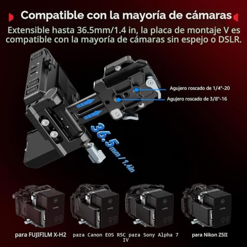 SMALLRIG Upgraded V-Mount Battery Plate Kit, with QR Plate for Ark, Screen Protector, Cable Clips, D-Tap/USB-C, for Mirrorless/DSLR Cameras and NEEWER Batteries - 5227