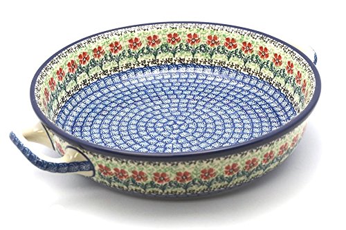 Polish Pottery Baker - Round with Handles - Large - Maraschino