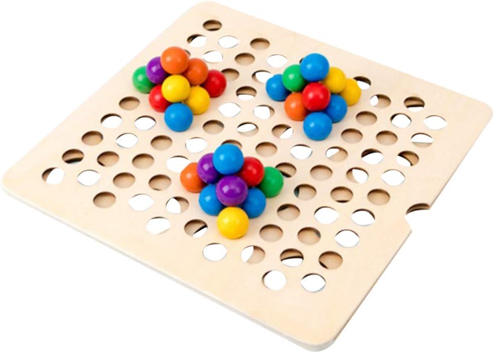 BESTOM 1 Set of Board Game Toy Multifunction Wooden 2-in-1 Memory Chess Clip Beads Educational Toy for Children Students Kids