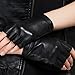 Women Leather Half Finger Fingerless Goves Lambskin Outdoor Driving Motorcycle