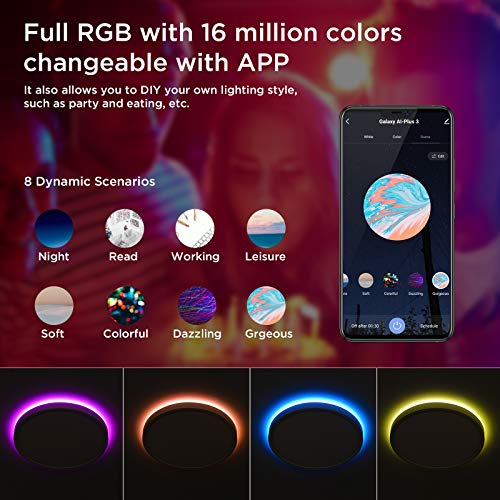 Smart LED Flush Mount Ceiling Light WiFi, Works with Alexa Google Home, 12inch 24W Adjustable Light with Ambient Light Fixture for Bedroom Living Room Dining Hall Party - Image 6
