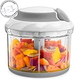 Gourmia GSC9285 Swift Chopper Pull String Manual Food Processor With 2 Attachment Blades, Durable BPA free food safe material