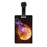 Kids Sports-Themed Luggage Tag with Fire Basketball