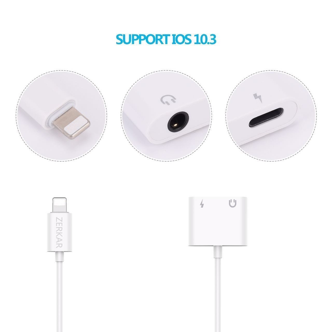 IPhone 8 Lightning Adapter Headphone Jack For 3.5mm Headphone Audio Adapter 2A Quick Charge Earphones Splitter - Compatible With IOS 11 （No Calling Feature Or Data Transfer Abilityi ）phone dongle