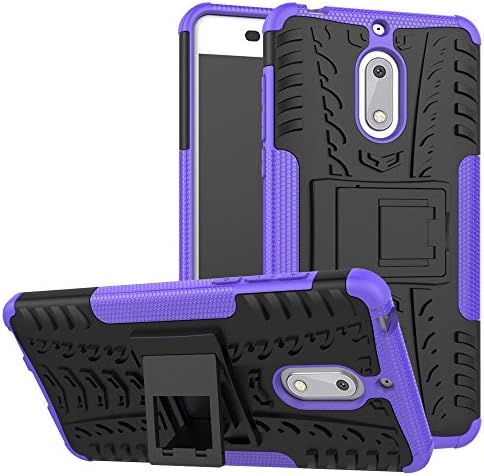 Nokia 6 Case, Moment Dextrad [Built-in Kickstand] [Dual Layer] [Shock Proof] [Non-Slip Design] [Scratch/Dust Proof] [Heavy Duty Protection] (Nokia 6 Hybrid case) (Purple)