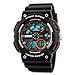 Men's Digital Sports Watch Dual Time Military Watches Time Unique Alarm Stopwatch Fashion Led Dress Watch Athletic Cheap Wrist Watches on Sale 50M Waterproof for Kids Boy Children- Black