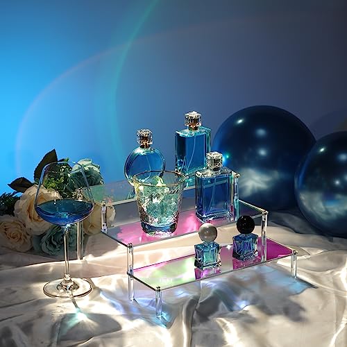 Acrylic Risers Display Stands，2 Packs 3 Tier Clear Display Shelf for Cupcake Stand Party Shot Glasses Perfume Organizer Anime Figures Collectibles Jewelry Decoration and Cosmetic Products Tabletop