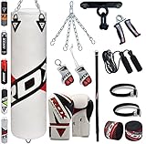 RDX Punch Bag for Boxing Training | Filled Heavy Bag Set with Punching Gloves, Chain, Ceiling Hook | Great for Grappling, MMA, Kickboxing, Muay Thai, Karate, BJJ & Taekwondo | 13 pcs Comes in 4FT/5FT