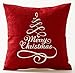 Andreannie Believe in The Magic of Christmas Deer Cotton Linen Throw Pillow Case Personalized Cushion Cover New Home Office Decorative Square 18 X 18 Inches