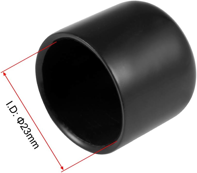 sourcing map 10pcs Rubber End Caps 23mm ID Vinyl Round End Cap Cover Screw Thread Protectors Black - Image 4