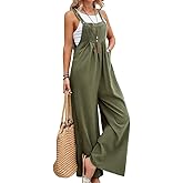 IDEALSANXUN Wide Leg Overalls for Womens Casual Cotton Linen Baggy Loose Maternity Summer Beach Jumpsuits Romper