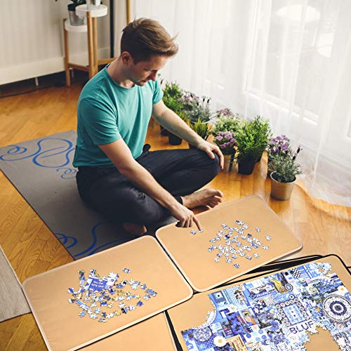 1500 Pieces Jigsaw Puzzle Board, Portable Puzzle Board, Jigsaw Puzzle Table Board, Puzzle Keeper Puzzle Caddy with Sorting Trays & Detachable Board,Non-Slip Surface