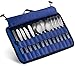 13 Piece Stainless Steel Family Cutlery Picnic Utensil Set with Travel Case for Camping | Hiking | BBQs - Includes Forks | Spoons | Knifes | Chopstick, Plus Nylon Commuter Case (Dark Blue)