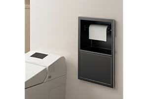 Stainless Steel Recessed Shower Niche with Trash Can and Toilet Paper Holder, Waterproof Wall Mounted Storage Shelf for Bathr