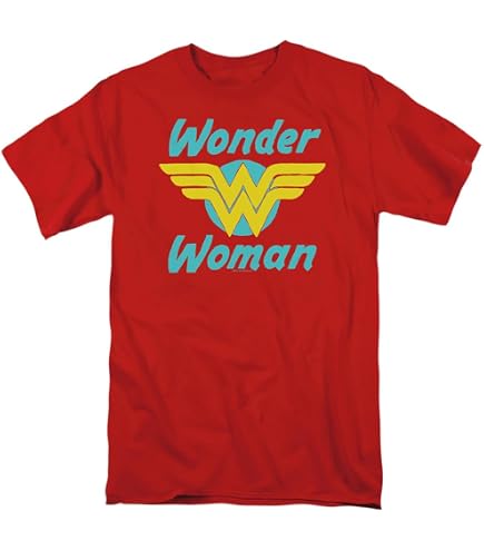 Amazon.com: Wonder Woman DC Comics Metallic Gold Logo Women's Red