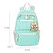 ABage Girls' Canvas Backpack Set 3 Pieces Patterned Bookbag Laptop School Backpack, Green
