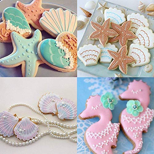 Seven Seas Ocean Cookie Cutters, Starfish, Clownfish, Octopus, Seashell, Seahorse, Dolphin, Shark, Creatures Cutter for Biscuit, Fondant, Fruit, Bread &Kids Easter Holiday Set, 7PCS