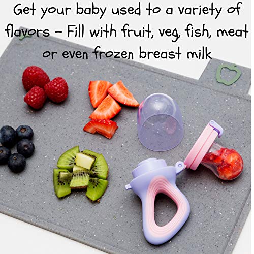 Teething Mittens for Babies with Baby Food Feeder Pacifier | Teether Set Perfect to Soothe Tender Gums | Fruit Feeder Pacifiers Safe Way to Introduce Solid Foods | Ideal Teething & First Baby Feeding