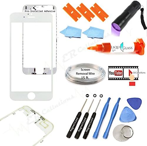 iPhone 6S 4.7" White Front Outer Lens Glass Screen Replacement Repair Kit Glass+LOCA Glue+ Magnetized Tools + UV Light + Wire (Screen Separator) …