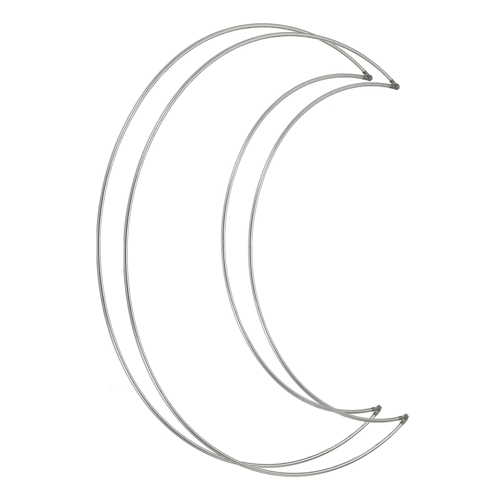 PATIKIL Dream Catcher Rings, 2 Pcs Metal Moon Shape Macrame Wreath Floral Ring Hoop for Christmas Home DIY Craft Wedding Wall Hanging Decoration, Silver
