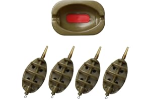 LikeFish Inline Method Feeder Set Carp Fishing Tackle 4 Inline Method Feeders with 1 Rubber Mould Carp Fishing Accessories