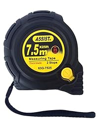 assist tape Medida 63 g 752 Heavy Duty 25 ft 7,5 m Imperial Herramienta de mano retráctil Métricas doble gancho magnético fuerte clip de cinturón correa para muñeca de hule caso 2 Stop sistema Home, Professional, bricolaje, la construcción